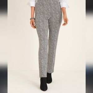 Chico's stretch knit abdominal Tech panel pull on herringbone straight leg pants